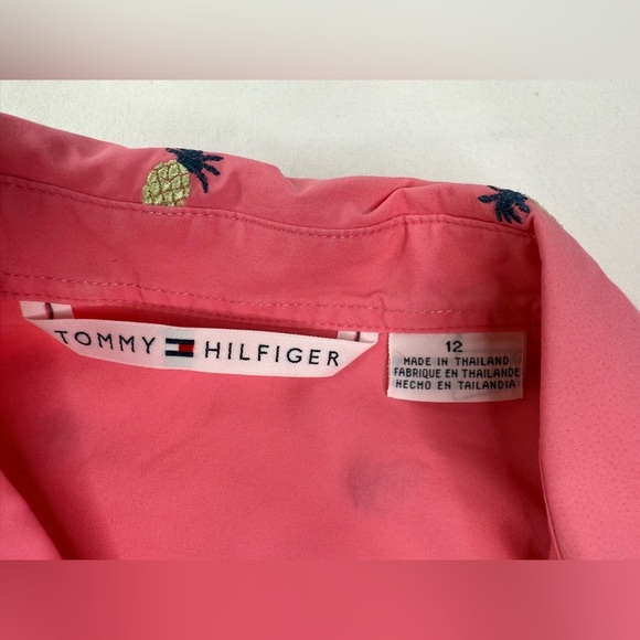 Tommy Hilfiger Sleeveless Pink Blouse Pineapple Embroidery Size 12 - Picture 3 of 6